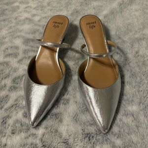 Silver Kitten Heels